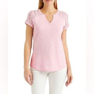 Chaps Lace Panel Cotton Top PM